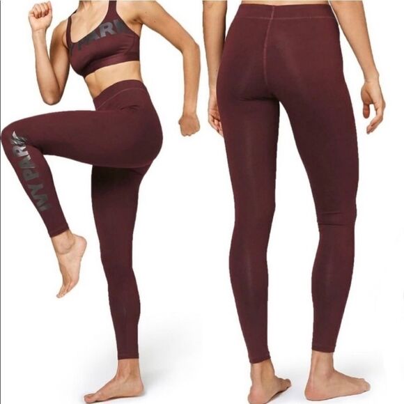 Ivy Park Burgundy Logo Branded Leggings - Picture 2 of 14